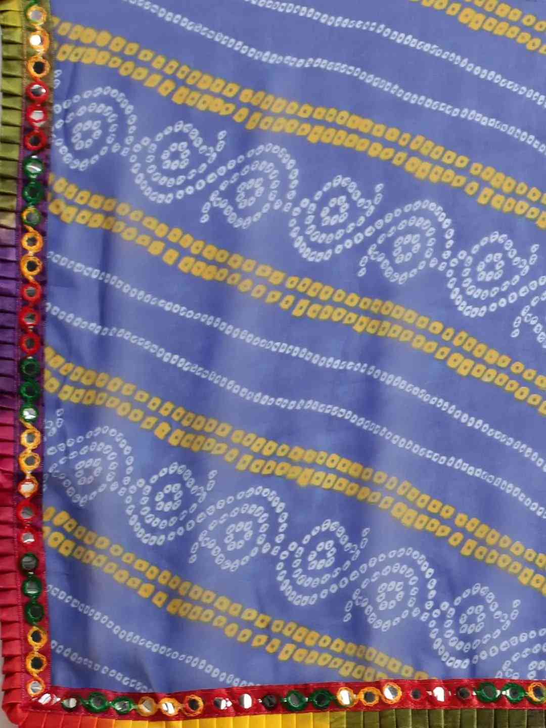 Beautiful Pure Georgette Mirror Work Bandhani Saree