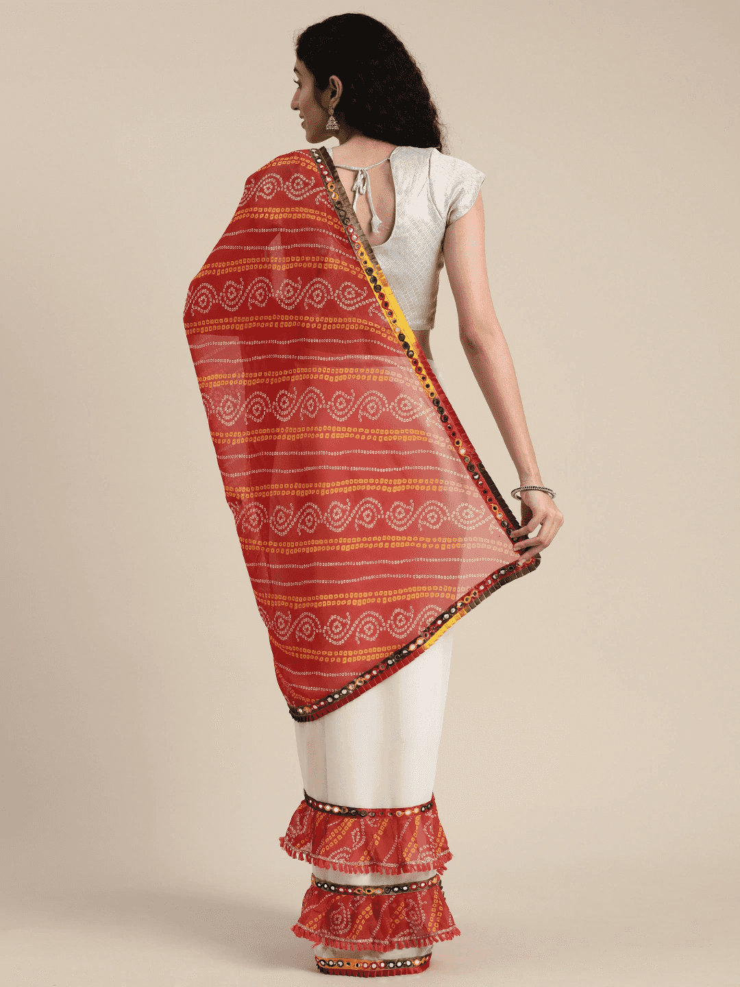 Beautiful Pure Georgette Embroidered Bandhani Saree