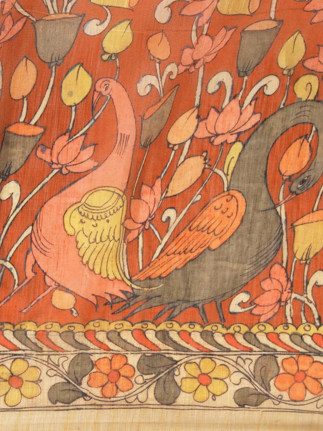 Digital Print Kalamkari Linen Saree