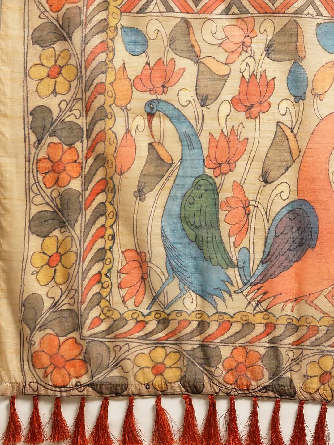 Digital Print Kalamkari Linen Saree