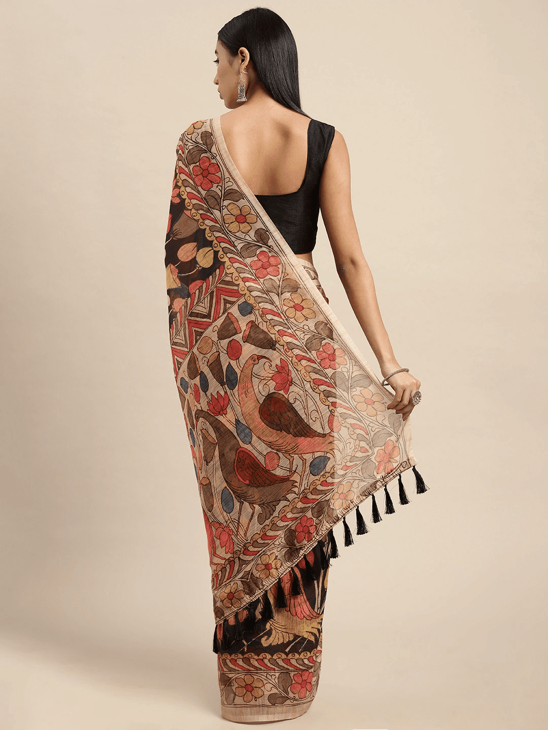 Digital Print Kalamkari Linen Saree
