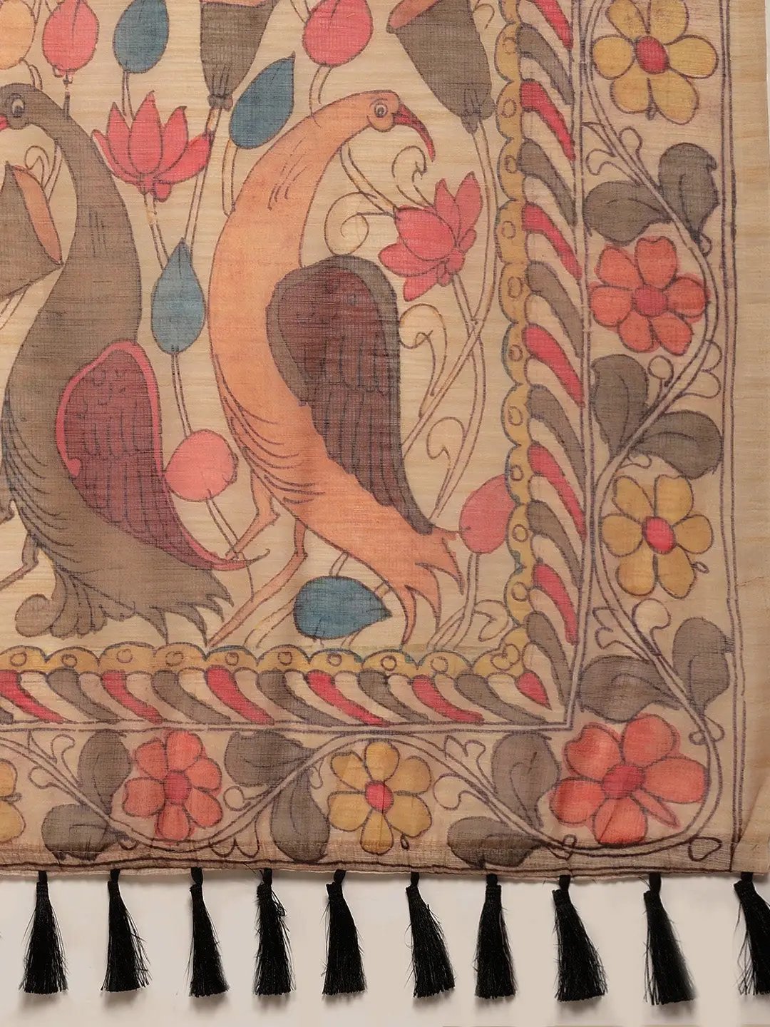 Digital Print Kalamkari Linen Saree