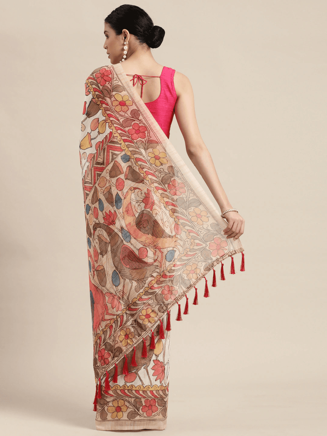 Digital Print Kalamkari Linen Saree