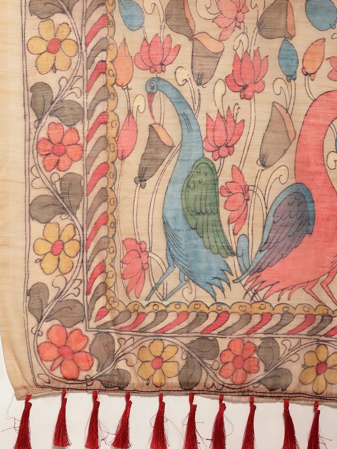 Digital Print Kalamkari Linen Saree