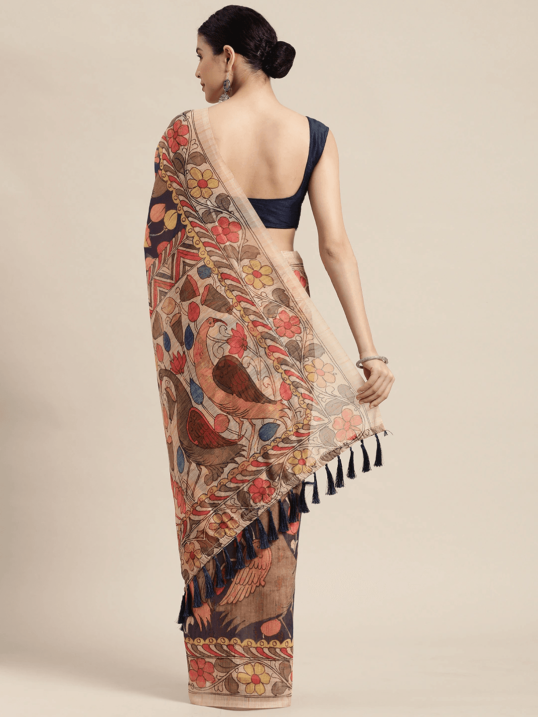 Digital Print Kalamkari Linen Saree