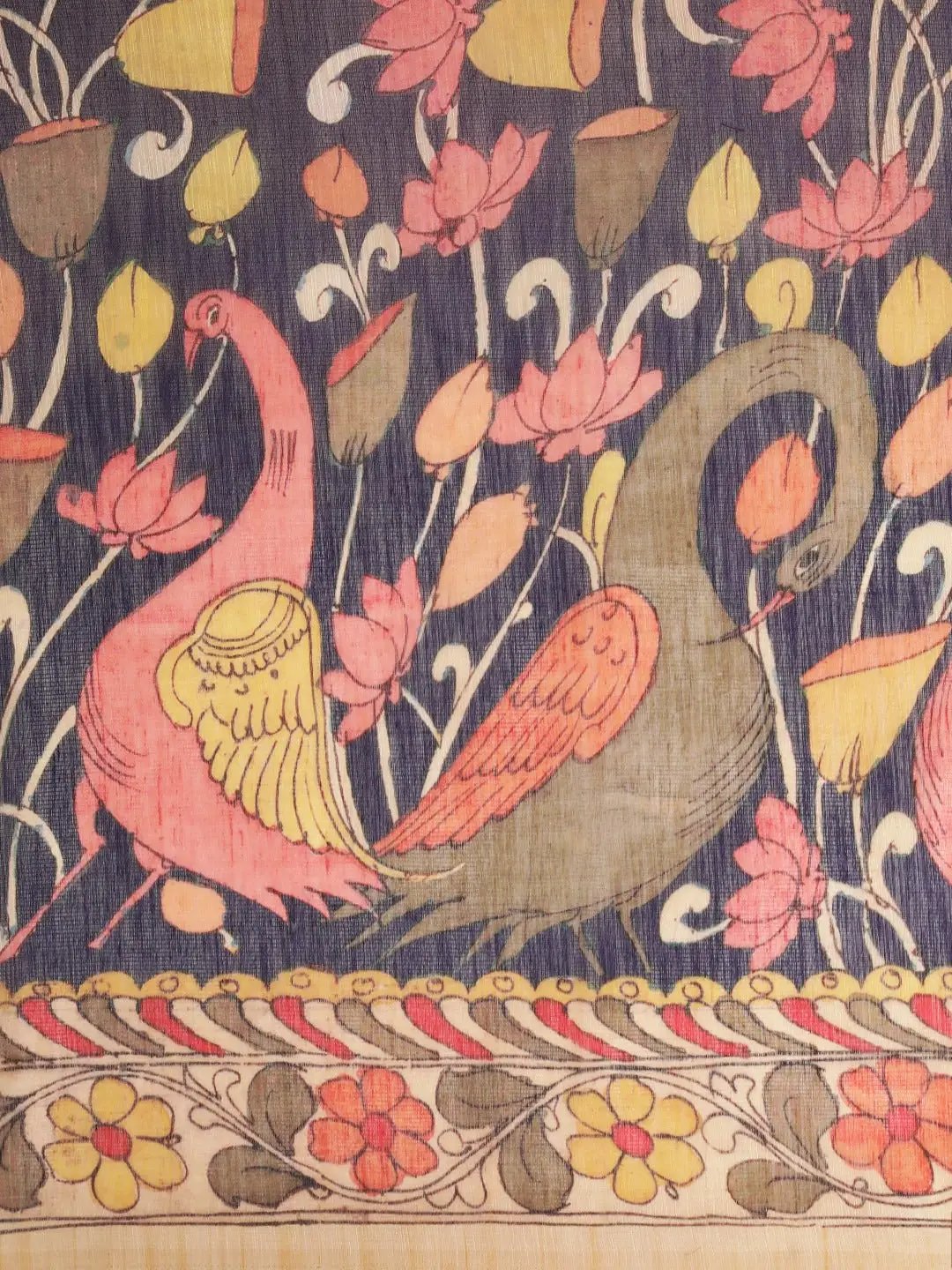 Digital Print Kalamkari Linen Saree