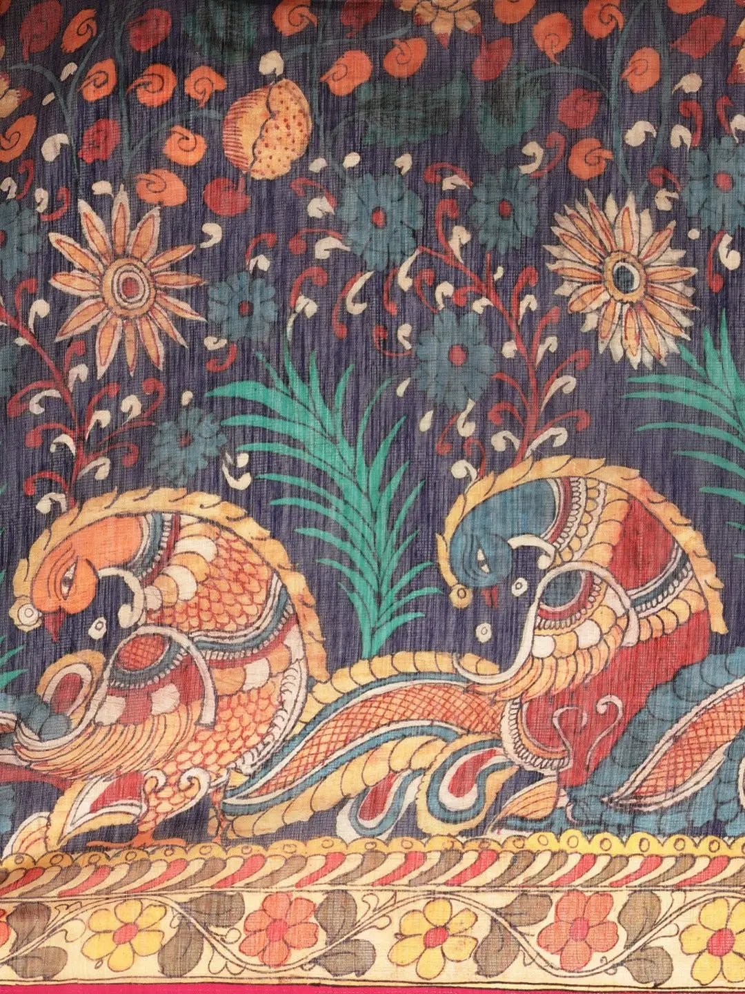 Digital Print Kalamkari Linen Saree