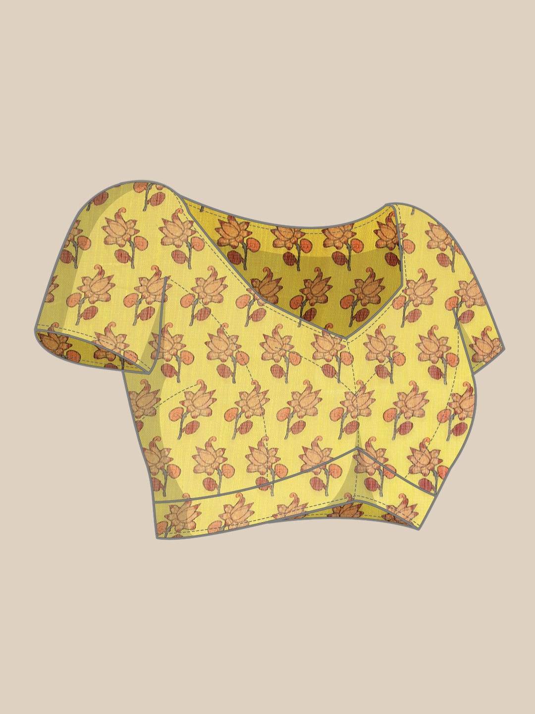 Digital Print Kalamkari Linen Saree