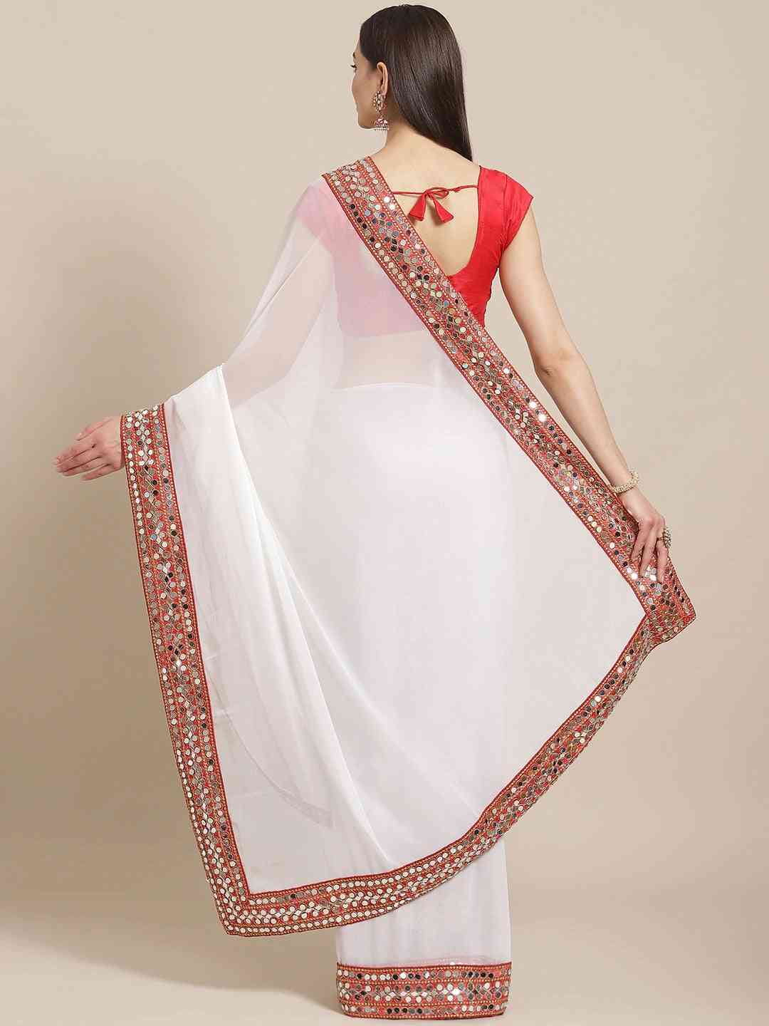 Soft Georgette Saree with Real Mirror Work