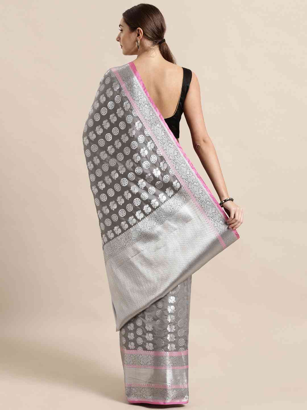 Exclusive Kanjivaram Zari Silk Saree with Ethnic Motifs