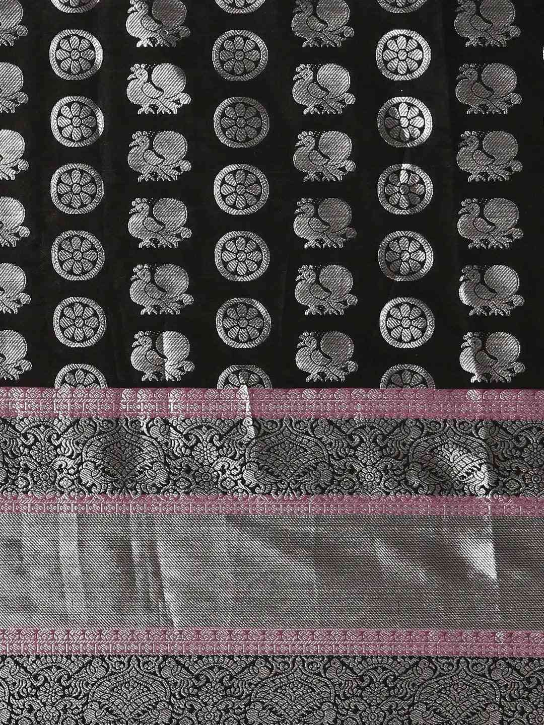 Kanjivaram Zari Silk Saree With Ethnic Motifs Work