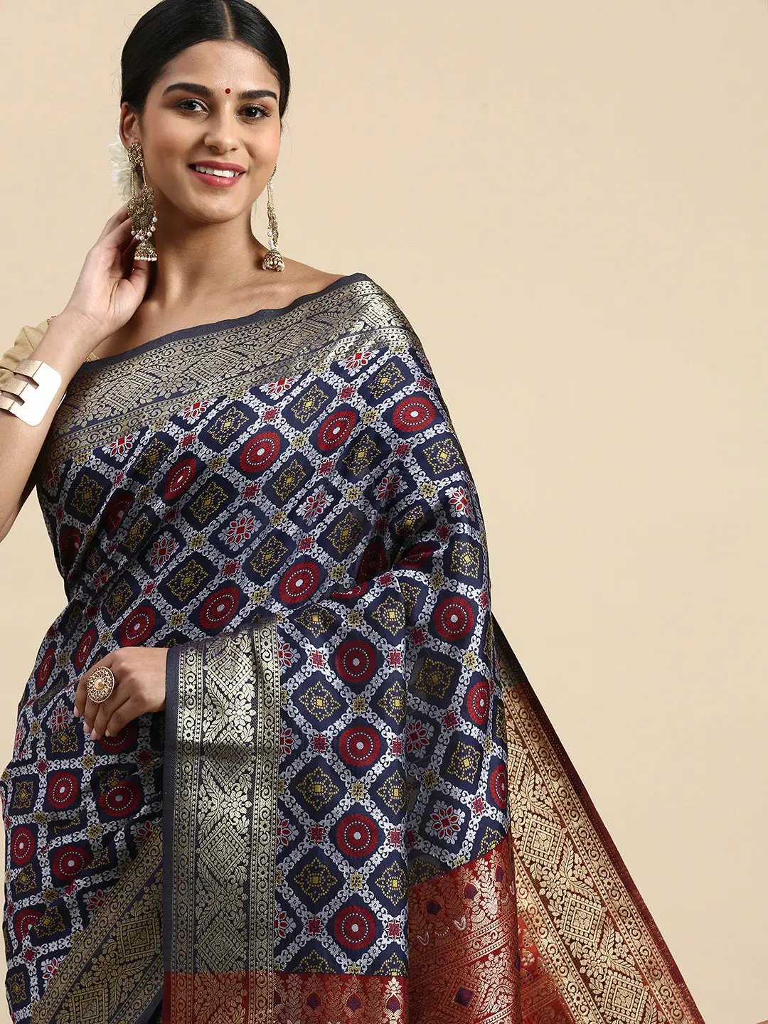 Patola Soft Silk Banarasi Saree With Zari border