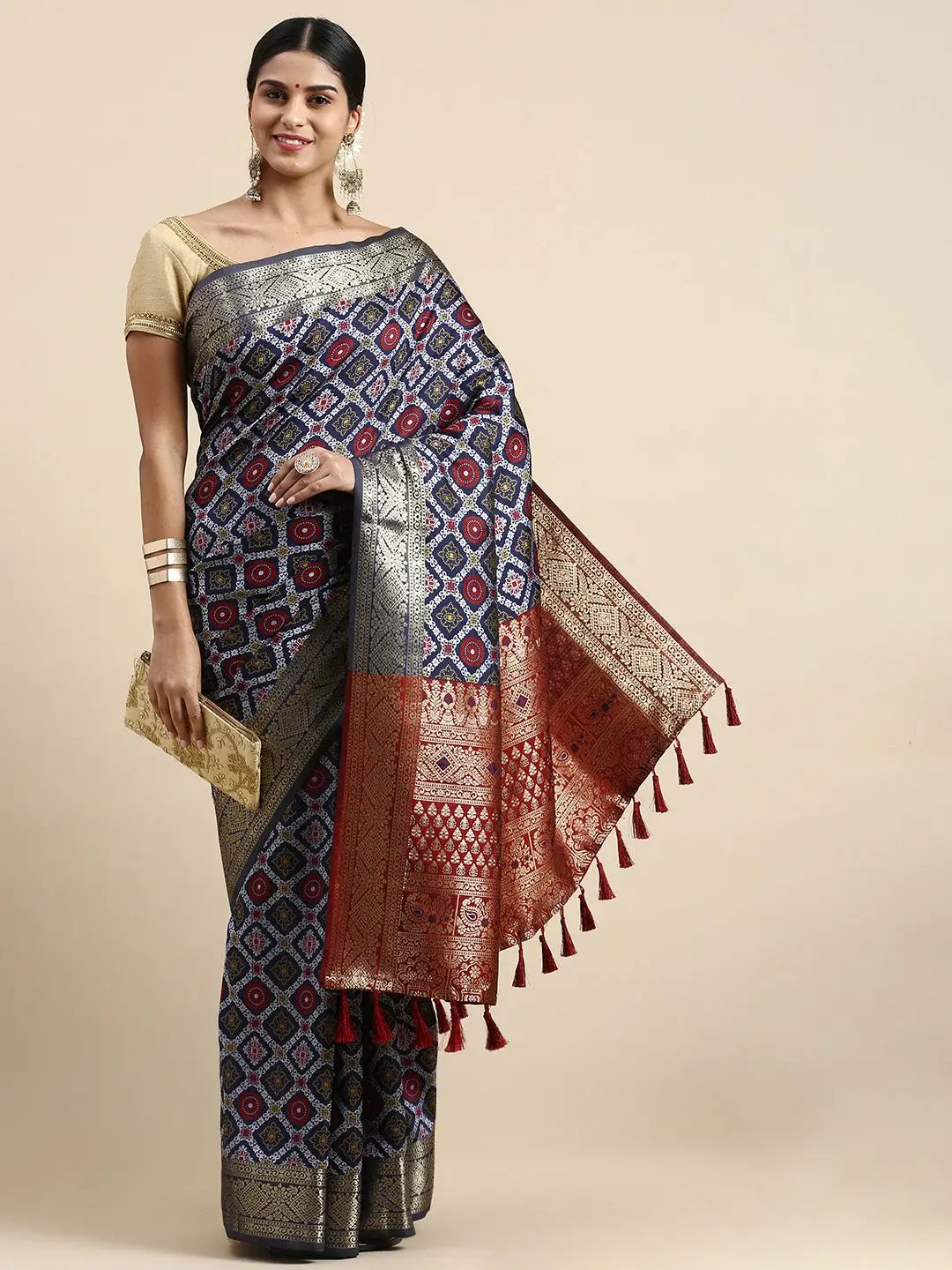 Patola Soft Silk Banarasi Saree With Zari border