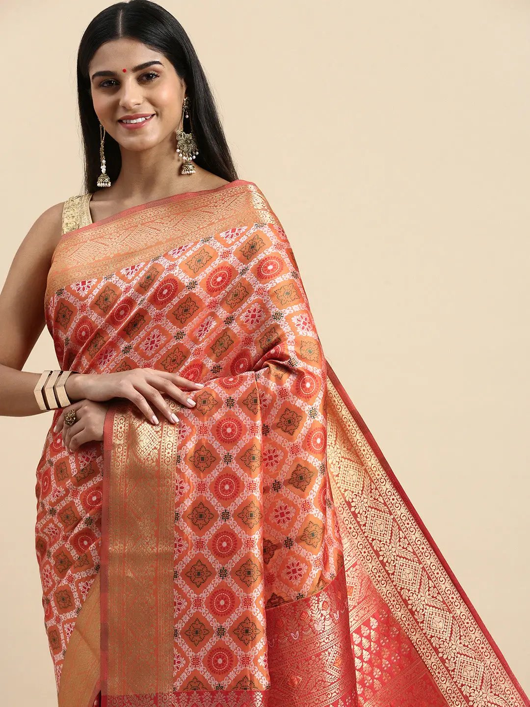 Patola Soft Silk Banarasi Saree With Zari border