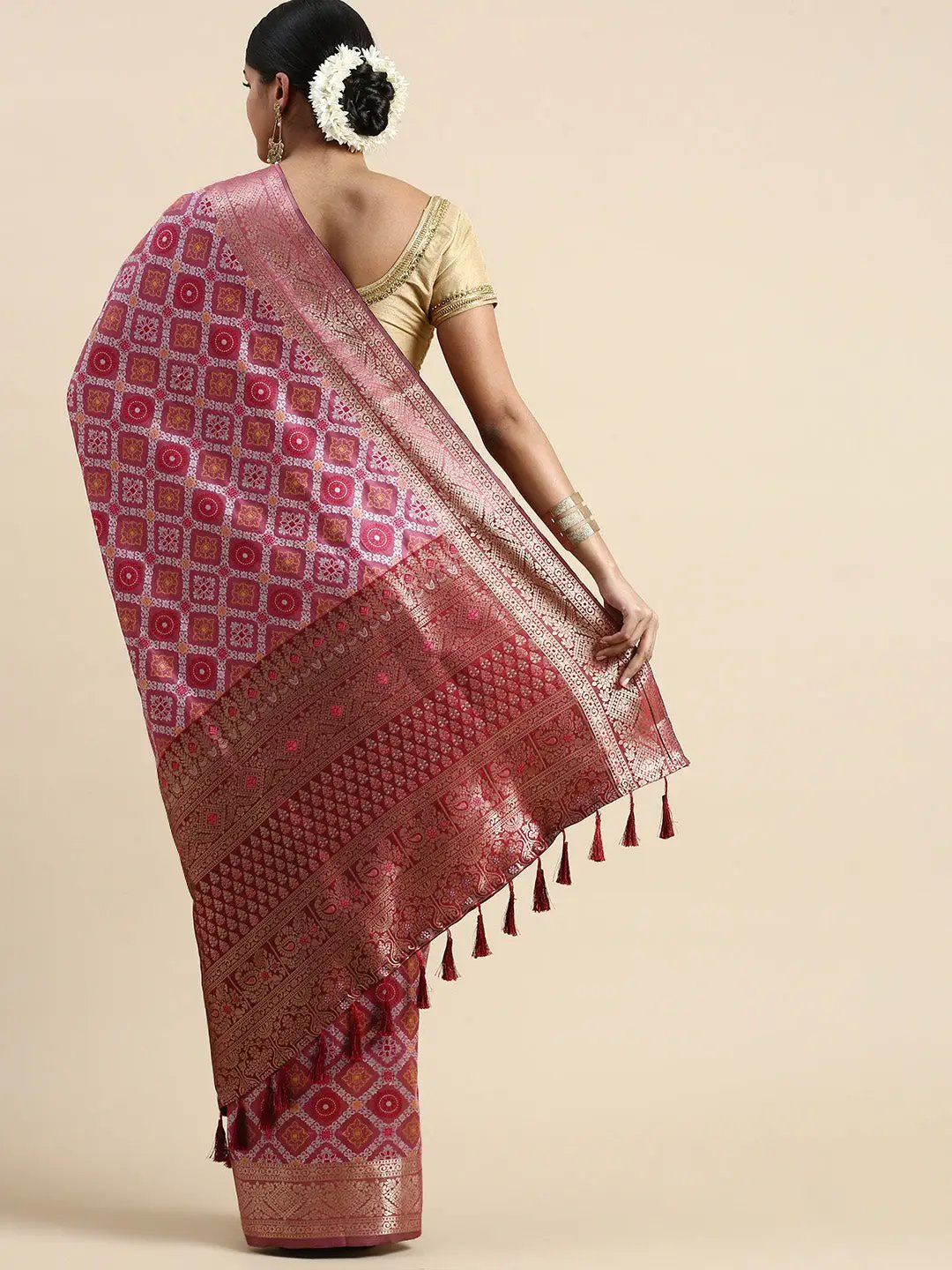 Patola Soft Silk Banarasi Saree With Zari border