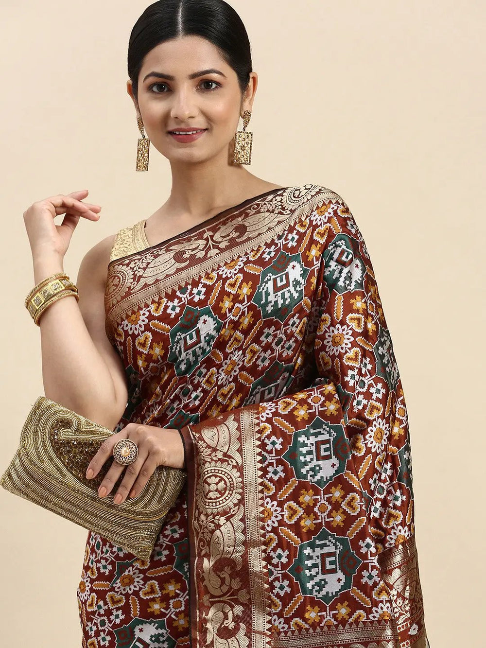 Patola Soft Silk Banarasi Saree With Zari border