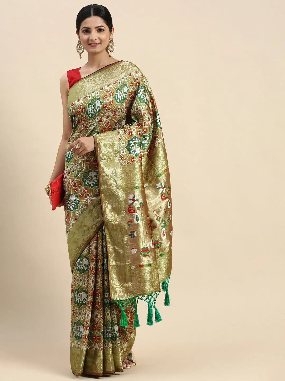 Patola Soft Silk Banarasi Saree With Zari border