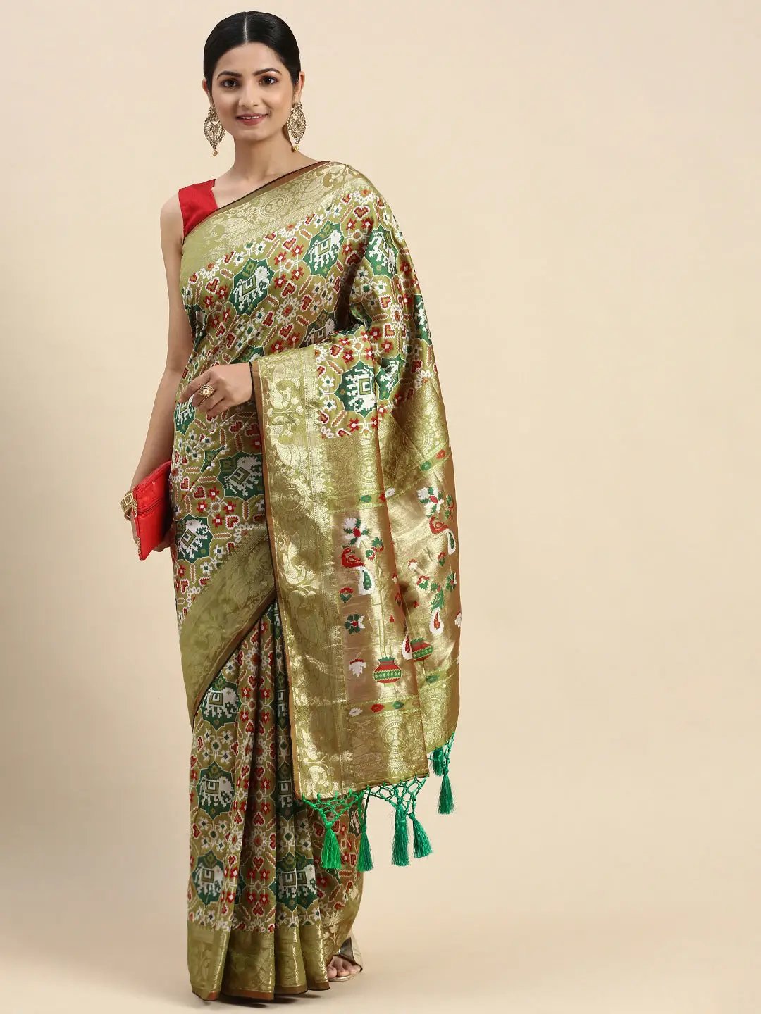 Patola Soft Silk Banarasi Saree With Zari border