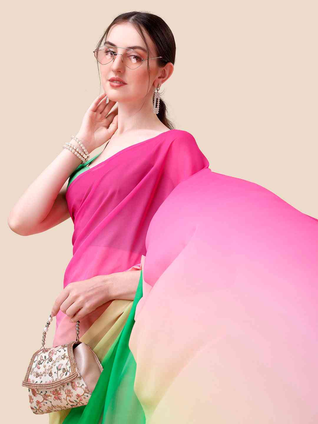 Soft Georgette Bollywood Ombre design Saree