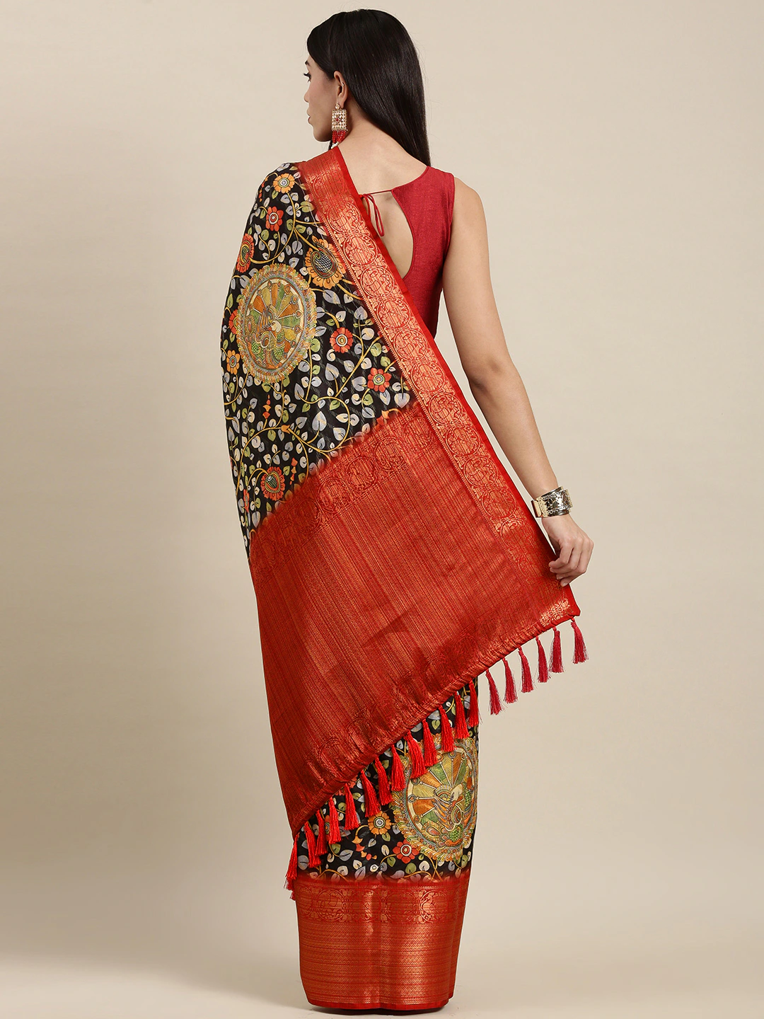 Designer Digital Kalamkari Banarasi Silk Saree