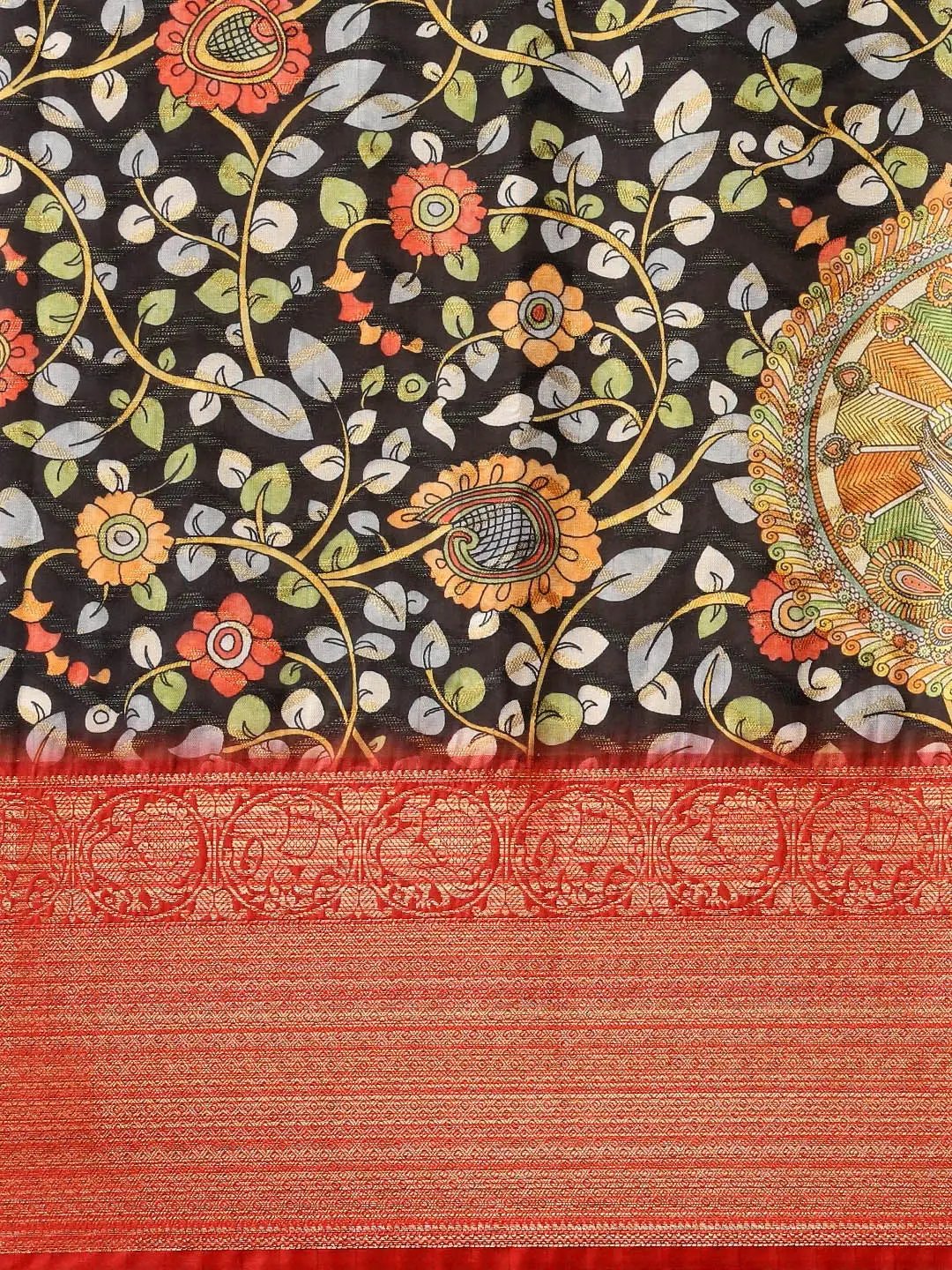 Designer Digital Kalamkari Banarasi Silk Saree