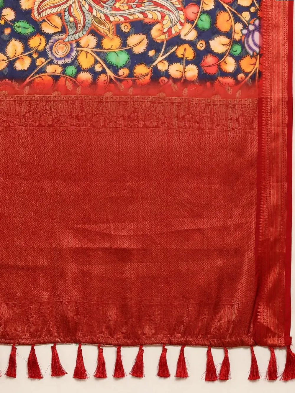 Kalamkari Zari Work Kanjivaram Saree