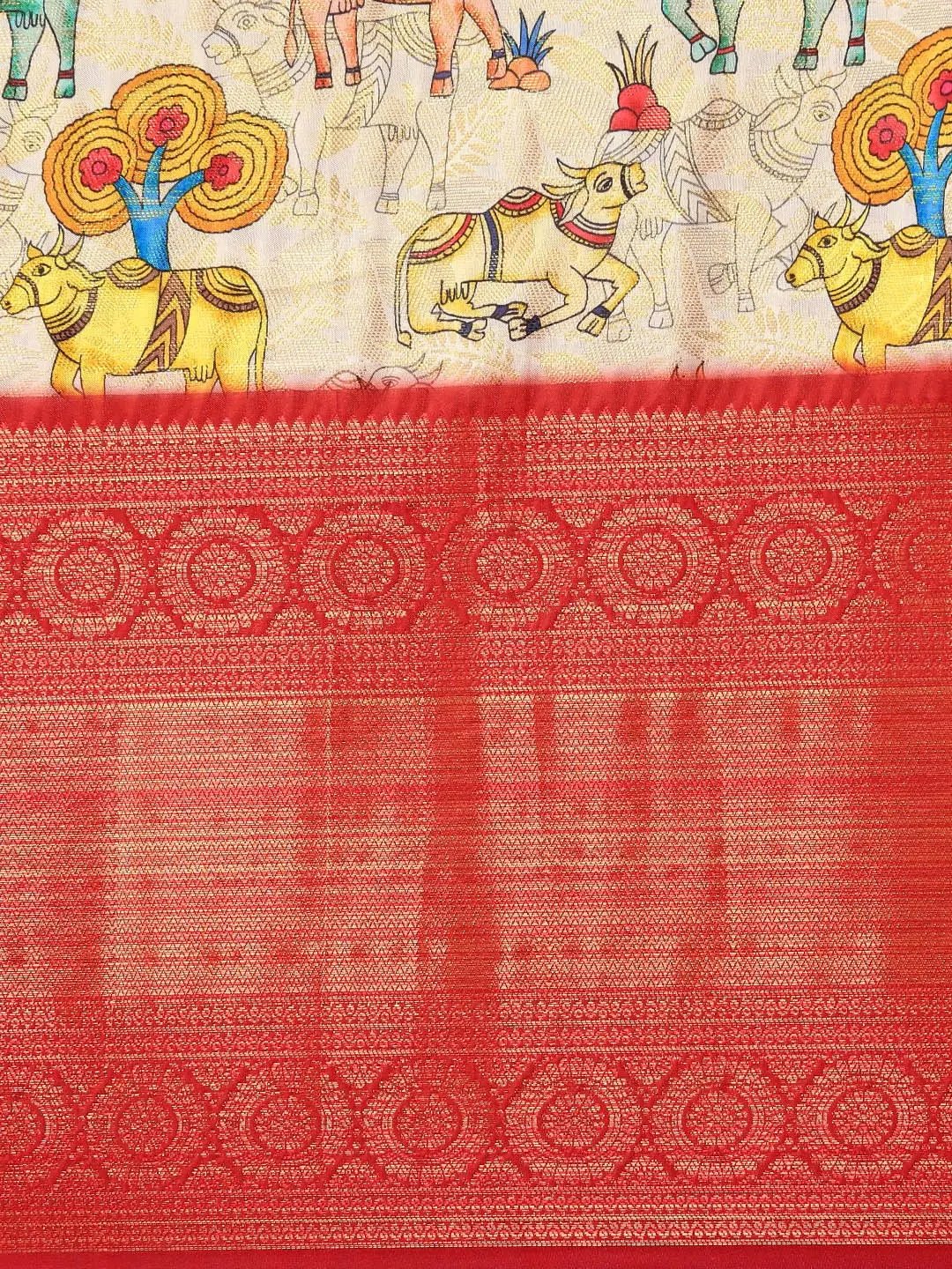 Silk Saree With Digital Kalamkari Print Pattu