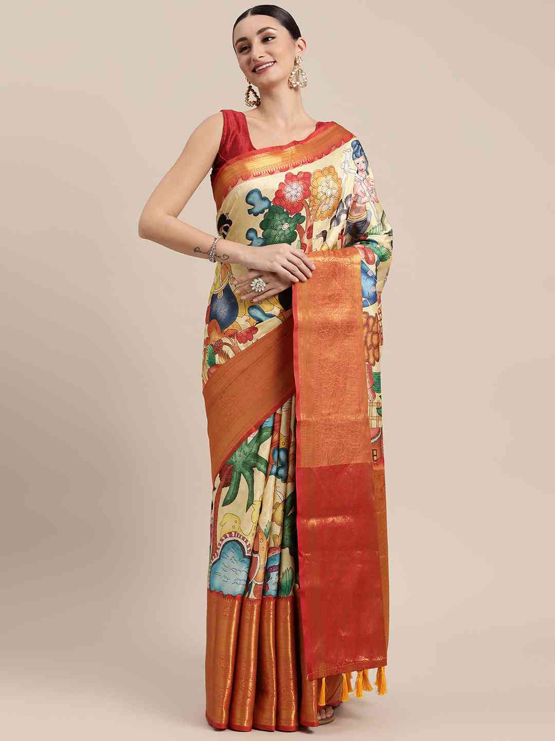 Designer Digital Kalamkari Silk Saree