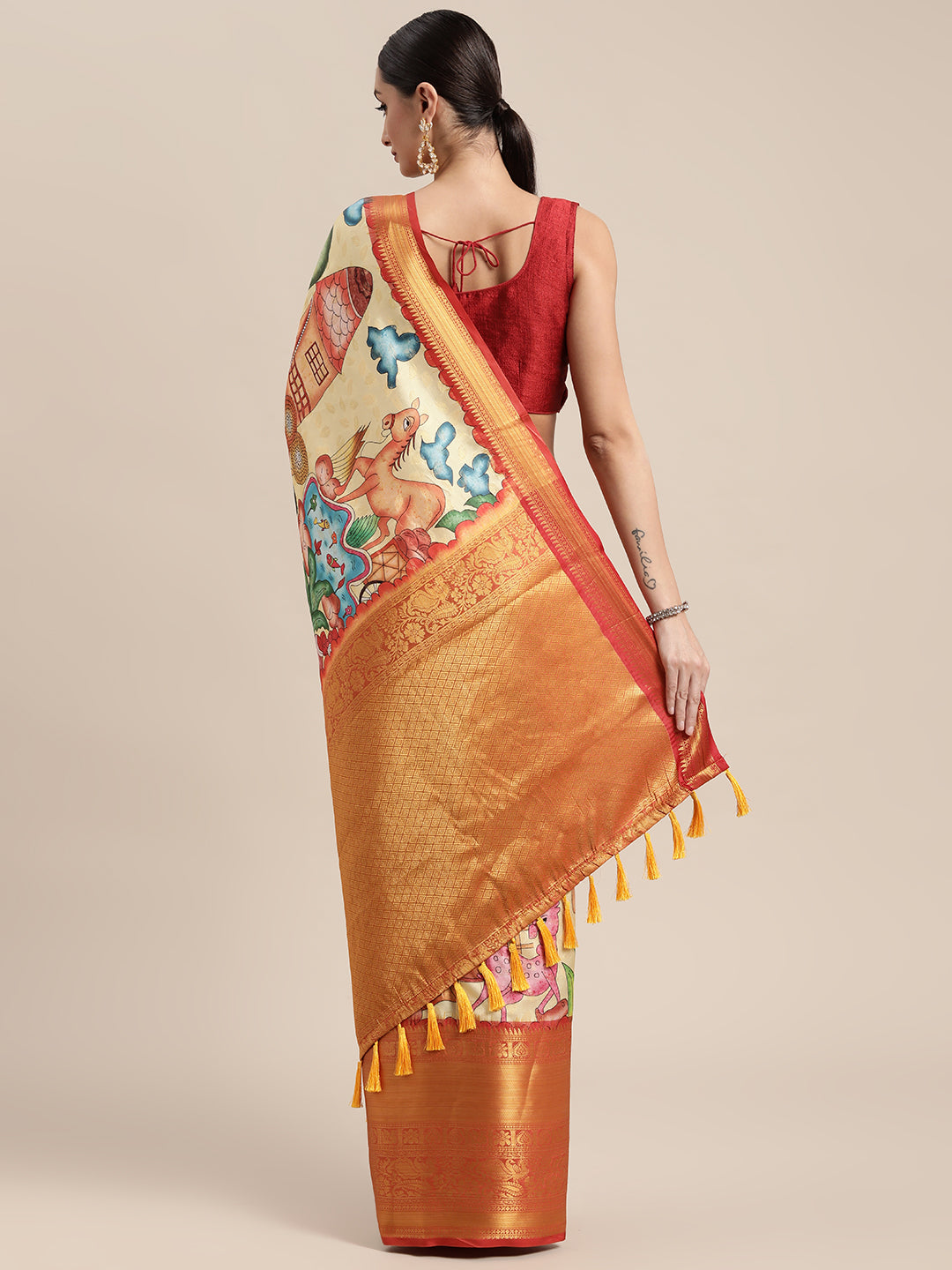 Designer Digital Kalamkari Silk Saree