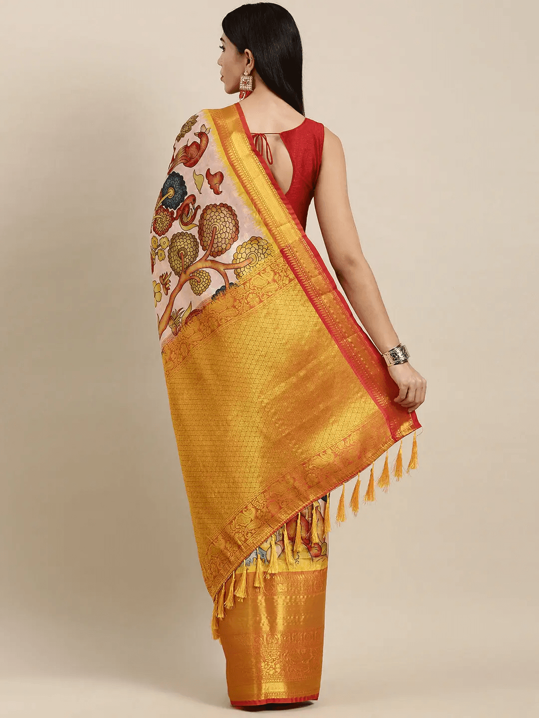 Silk Saree With Digital Kalamkari Print Pattu