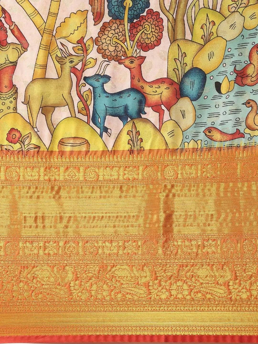 Silk Saree With Digital Kalamkari Print Pattu