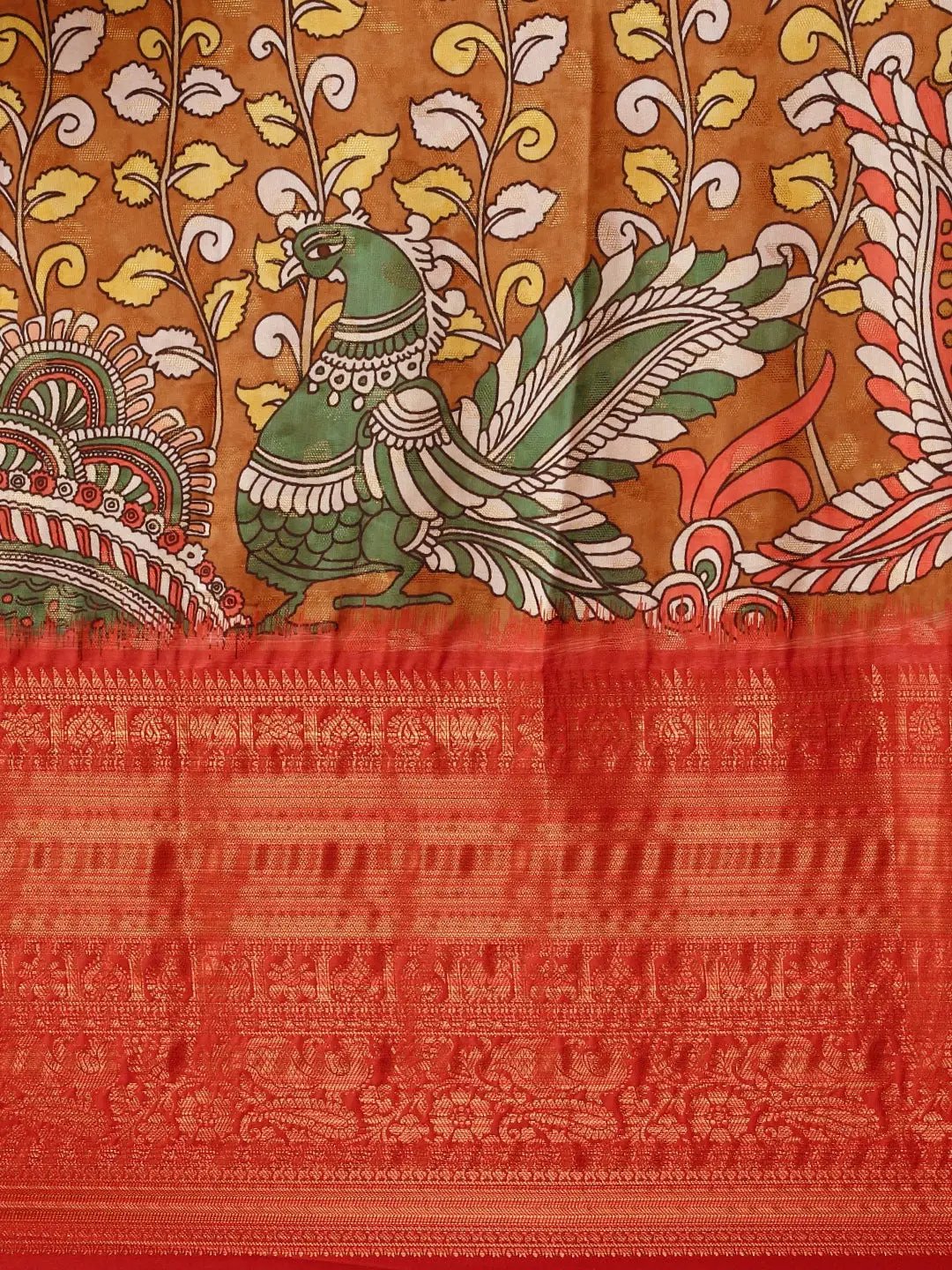 Digital Kalamkari Print Pattu Banarasi Silk Saree