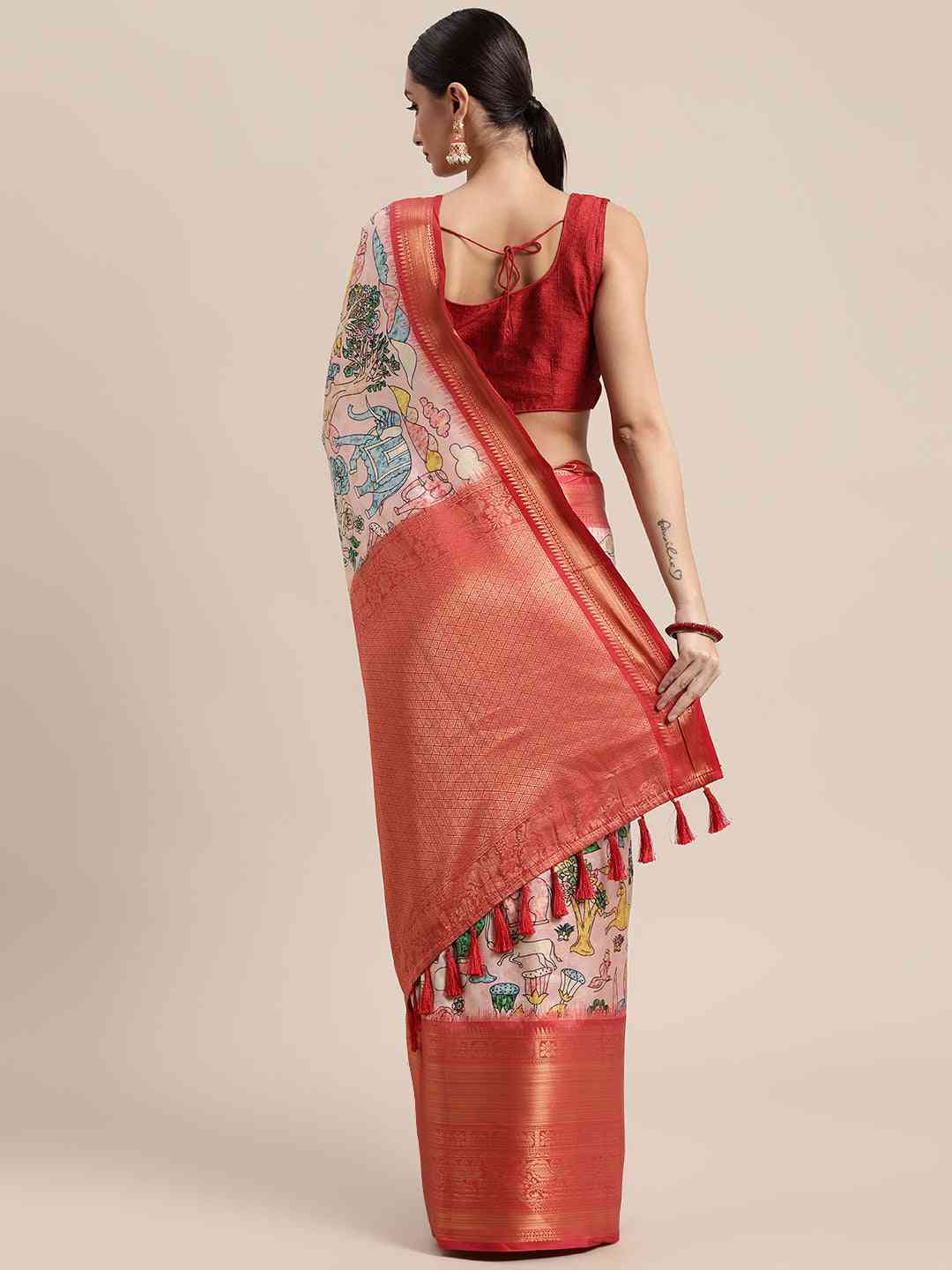 Designer Banarasi Digital Kalamkari Print Pattu Silk Saree