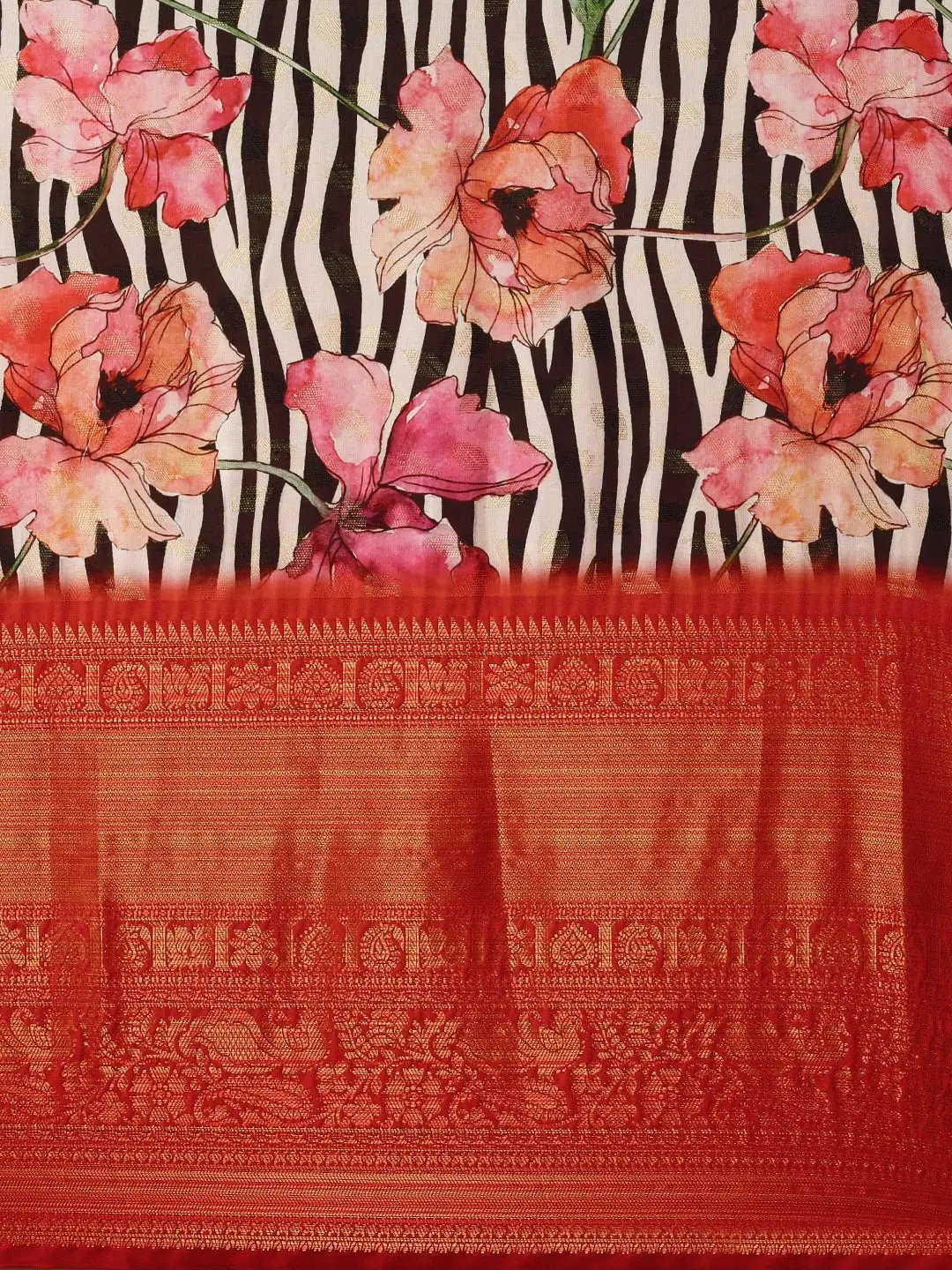 Digital Kalamkari Print Pattu Banarasi Silk Saree