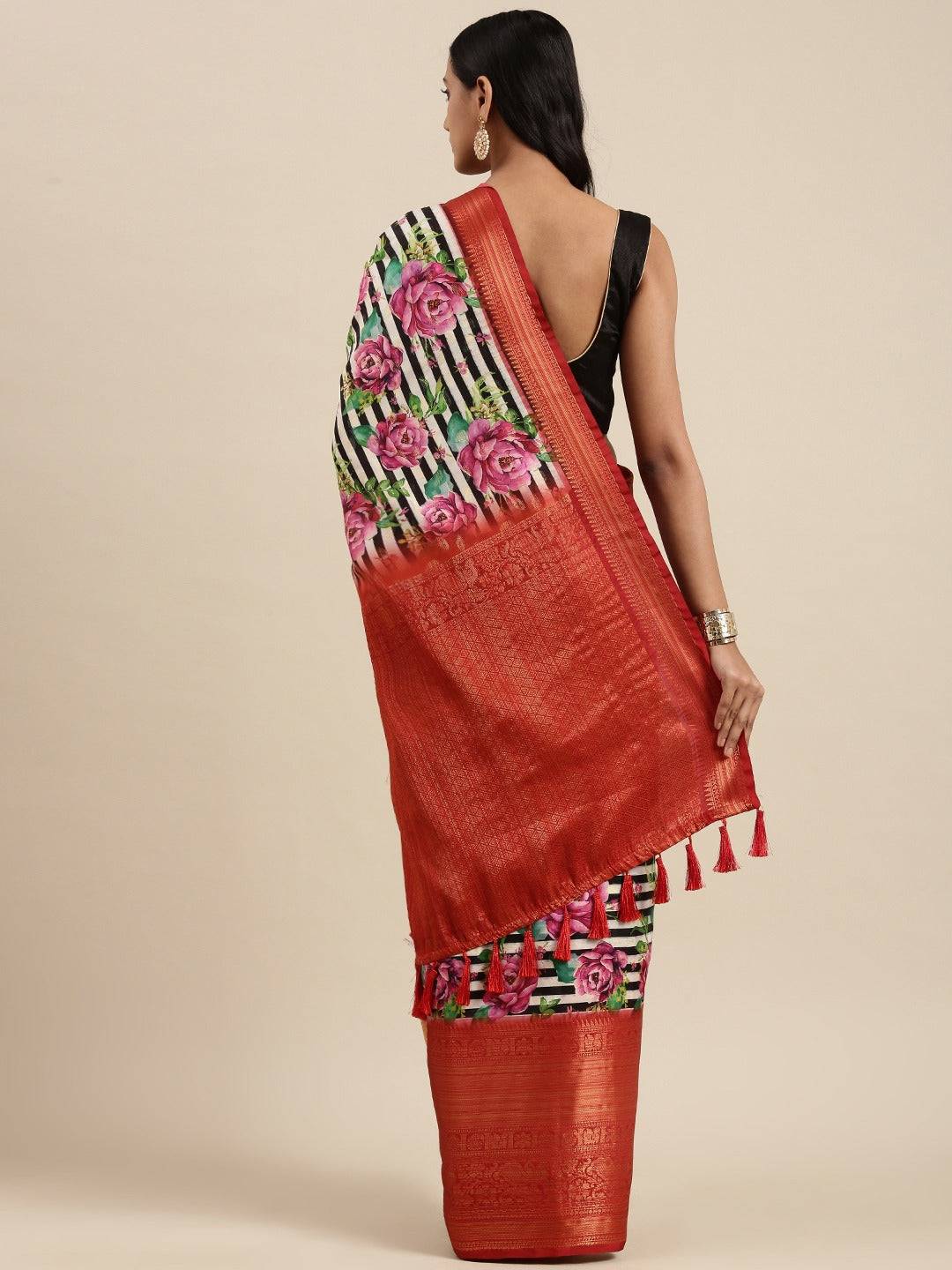 Digital Kalamkari Print Pattu Banarasi Silk Saree