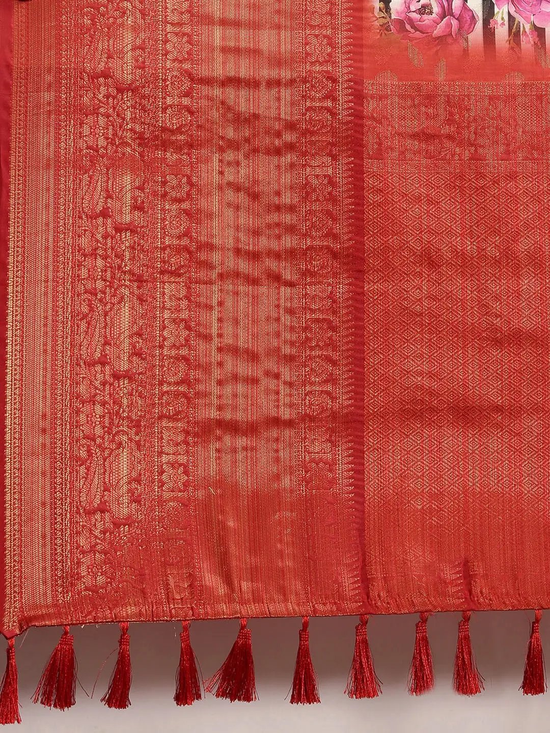 Digital Kalamkari Print Pattu Banarasi Silk Saree