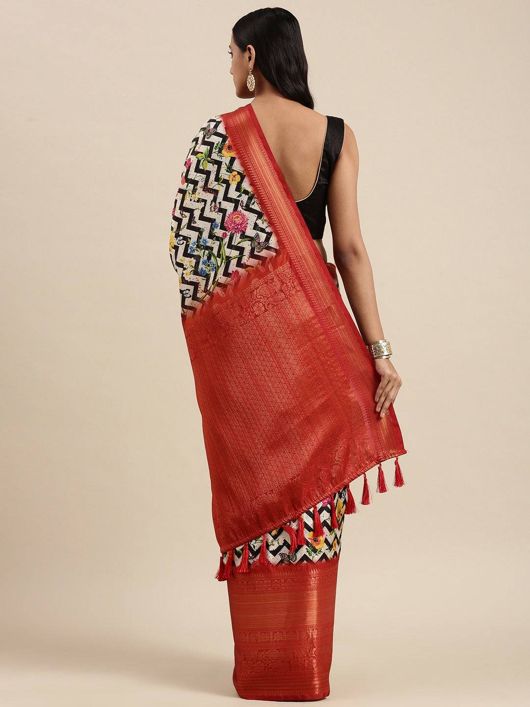 Digital Kalamkari Print Pattu Banarasi Silk Saree