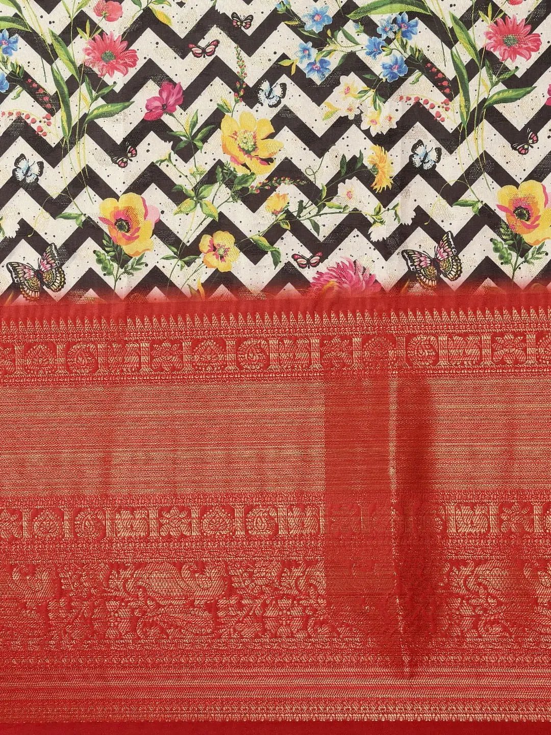 Digital Kalamkari Print Pattu Banarasi Silk Saree