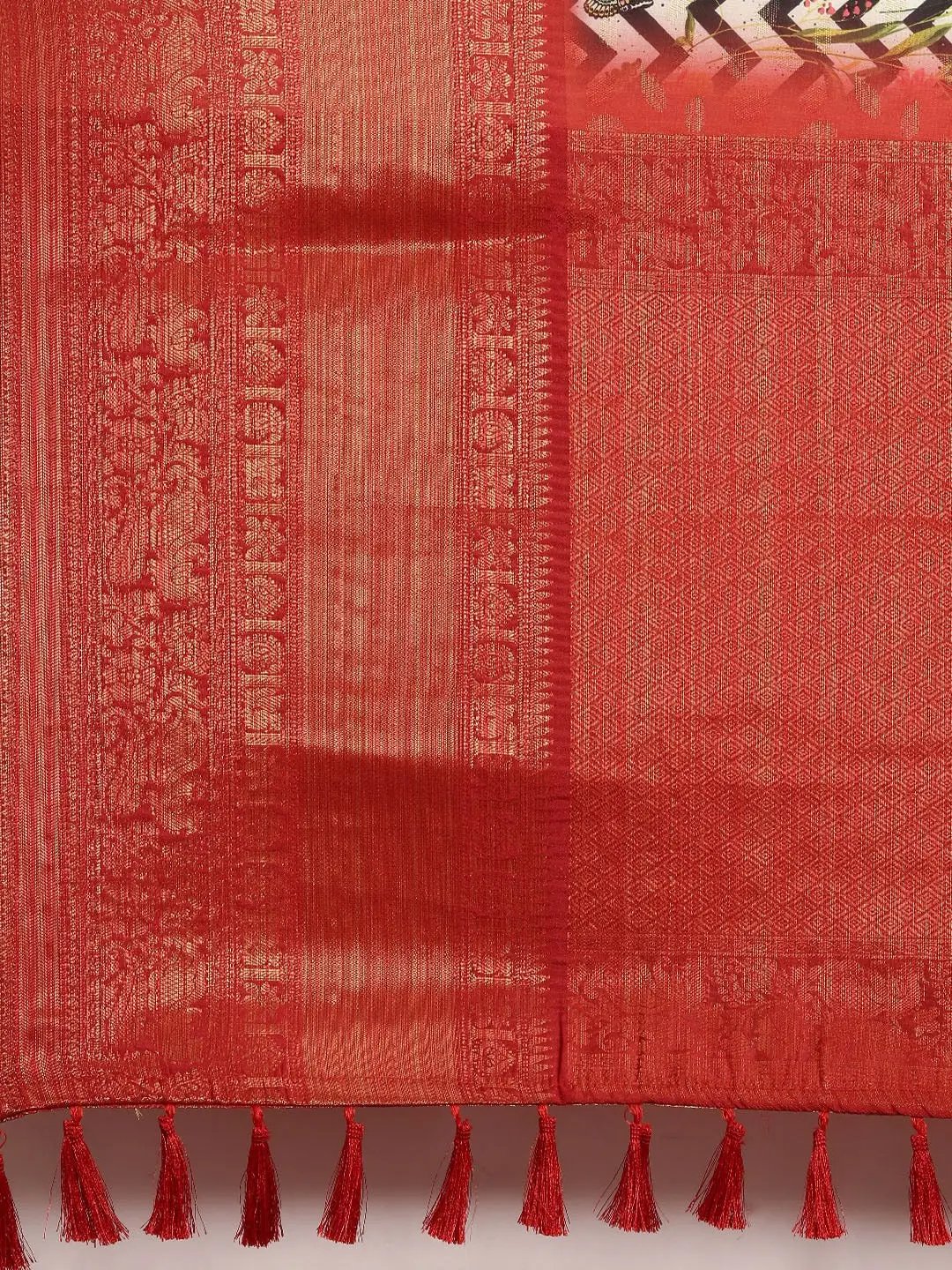 Digital Kalamkari Print Pattu Banarasi Silk Saree