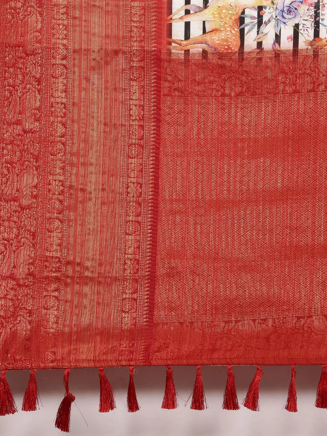 Digital Kalamkari Print Pattu Banarasi Silk Saree