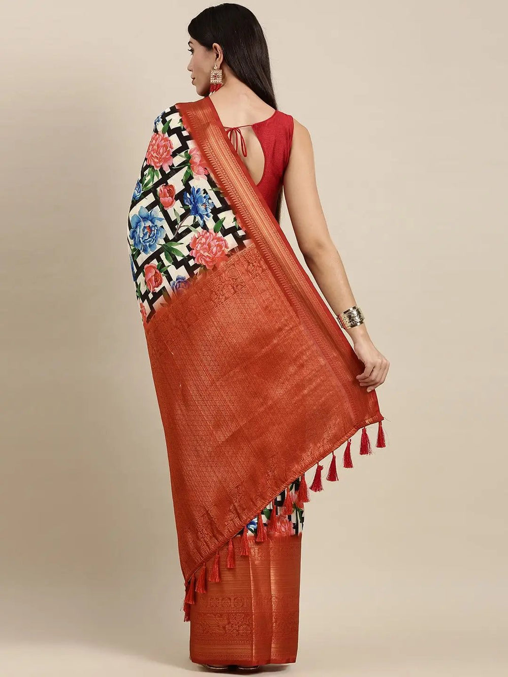 Digital Kalamkari Print Pattu Banarasi Silk Saree