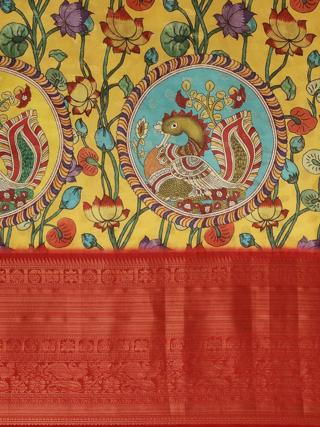 Exclusive Kalamkari Zari Work Silk Blend Kanjivaram Saree