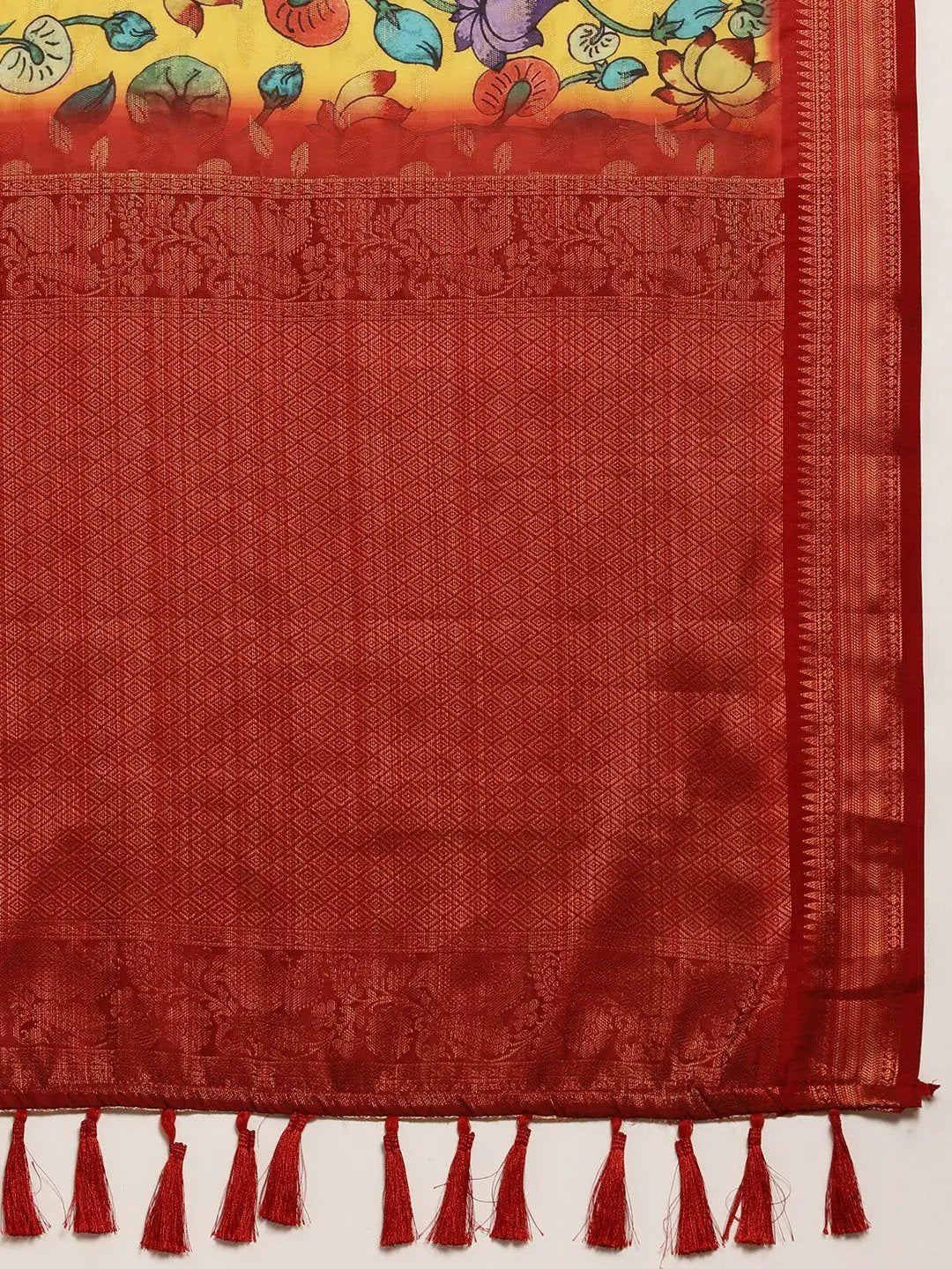 Exclusive Kalamkari Zari Work Silk Blend Kanjivaram Saree