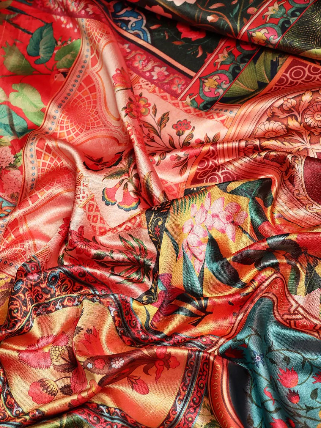 Soft Satin Kanchi Border Kalamkari Saree