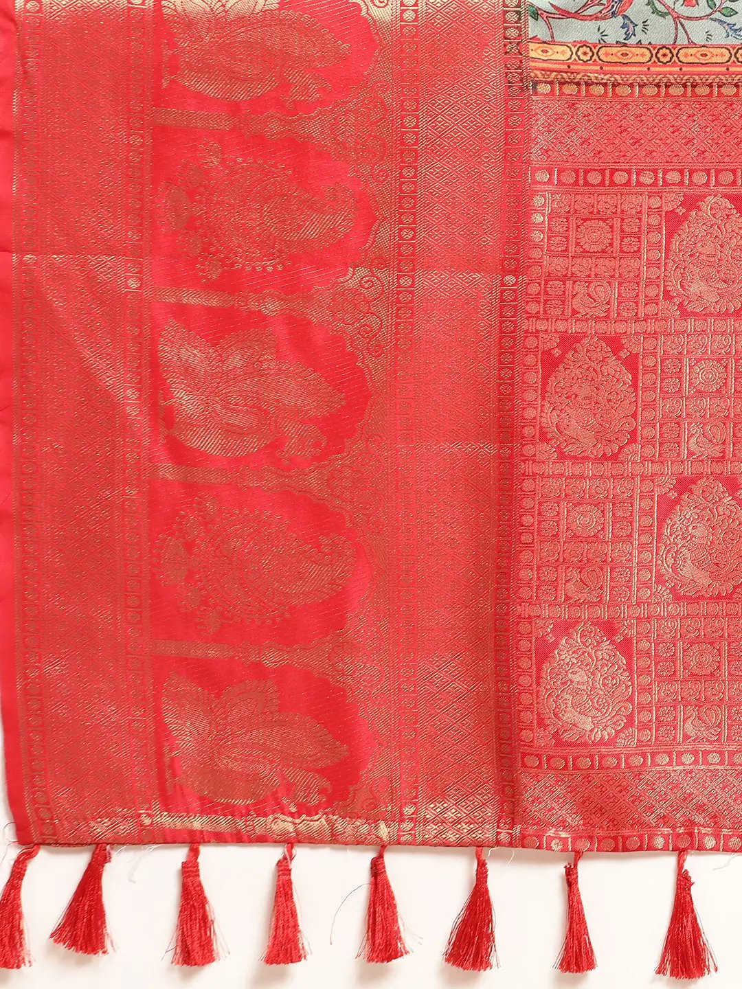 Soft Satin Kanchi Border Kalamkari Saree