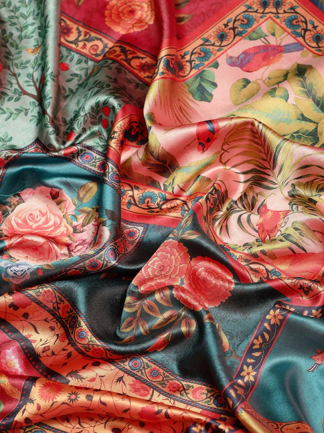 Soft Satin Kanchi Border Kalamkari Saree