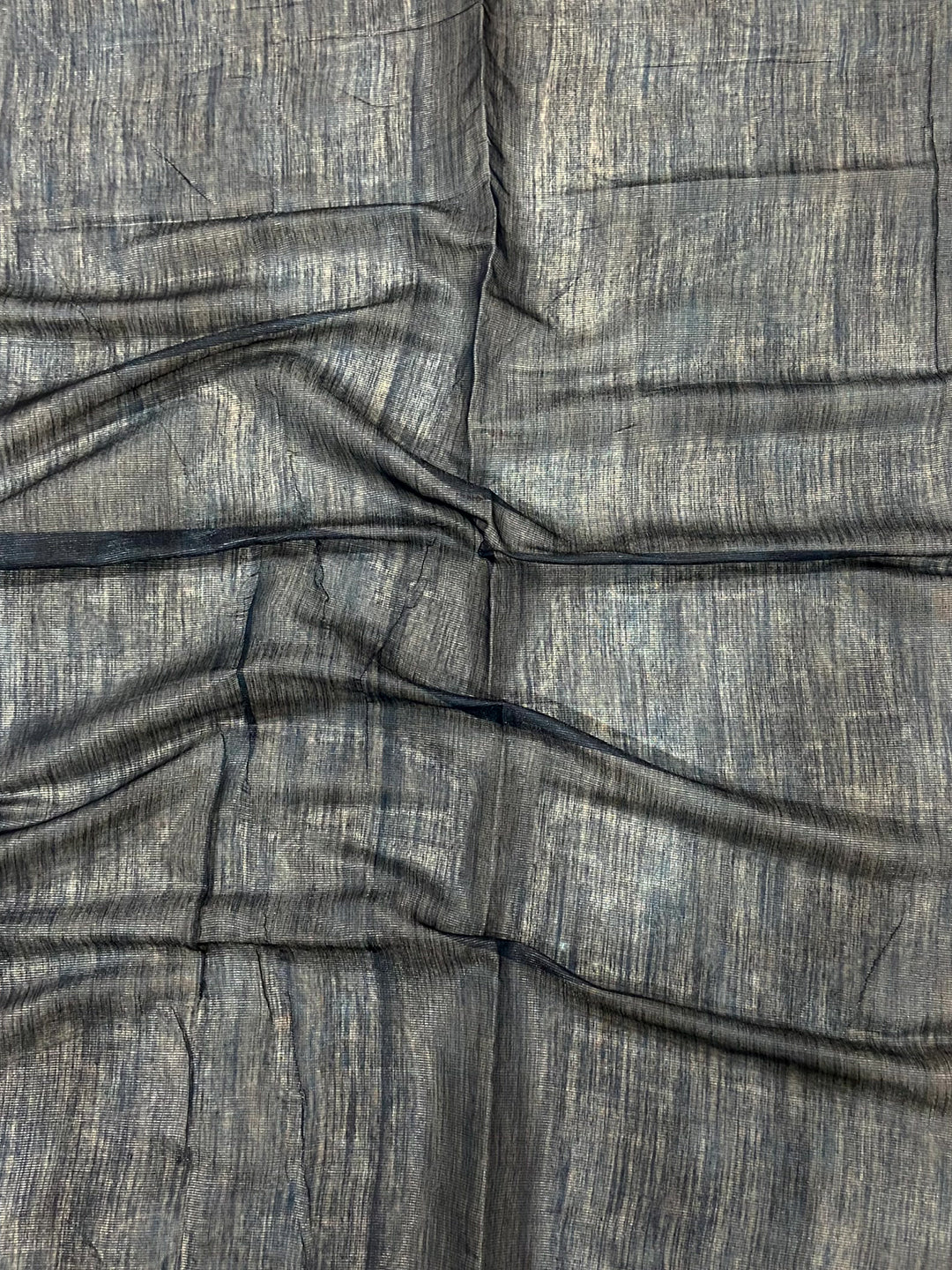 Deep Blue Tissue Chanderi Kalamkari Handprint Saree