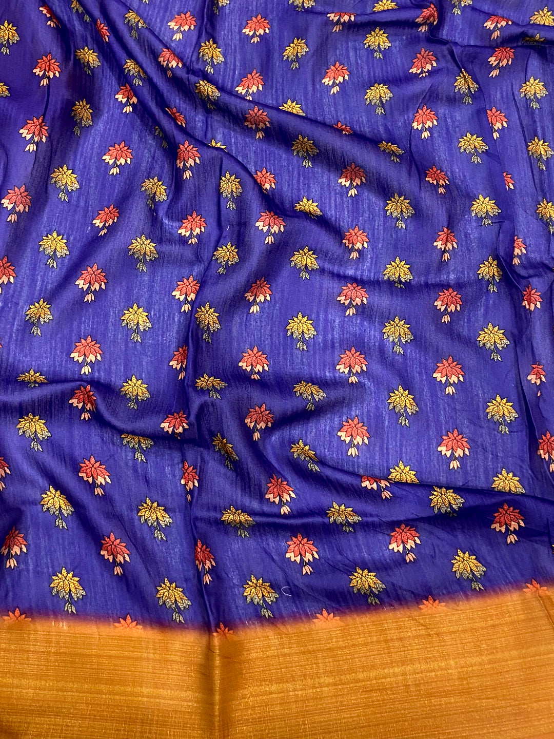 Purple Aari Pashmina Print Linen Saree
