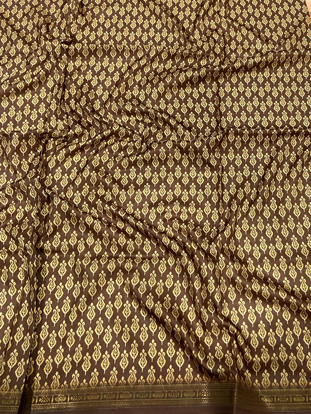 Peach Jungle Printed Silk Saree