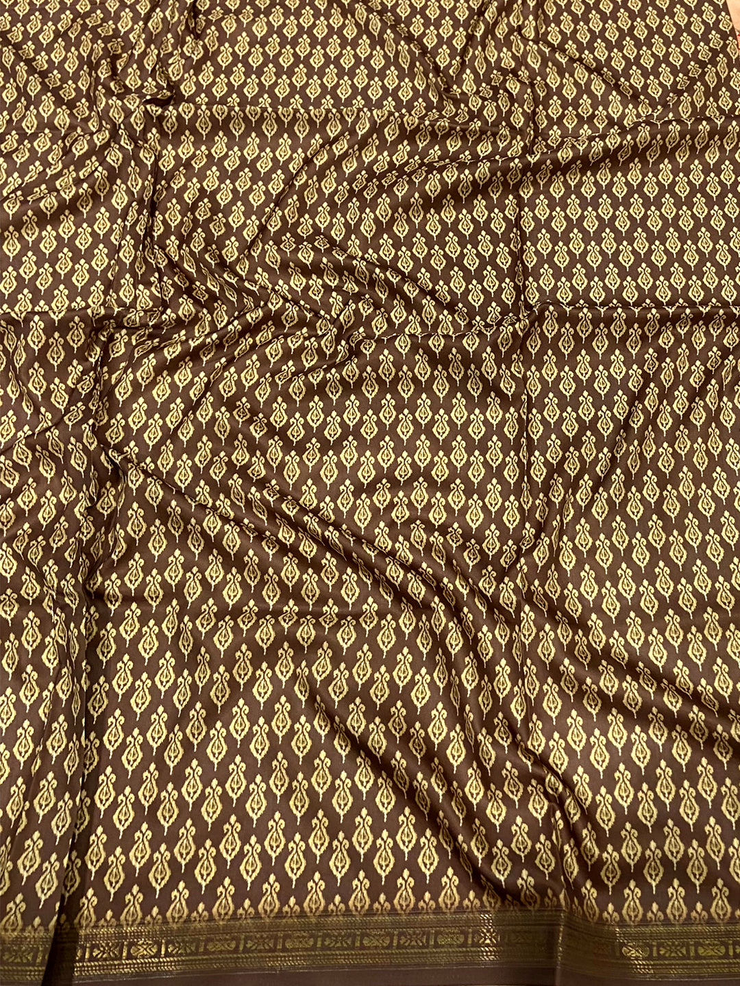 Peach Jungle Printed Silk Saree